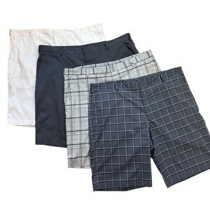 Lot 4 Nike Golf Dri-FIT UV Men's Chino Shorts Plaid Solid Size 40 42 Performance